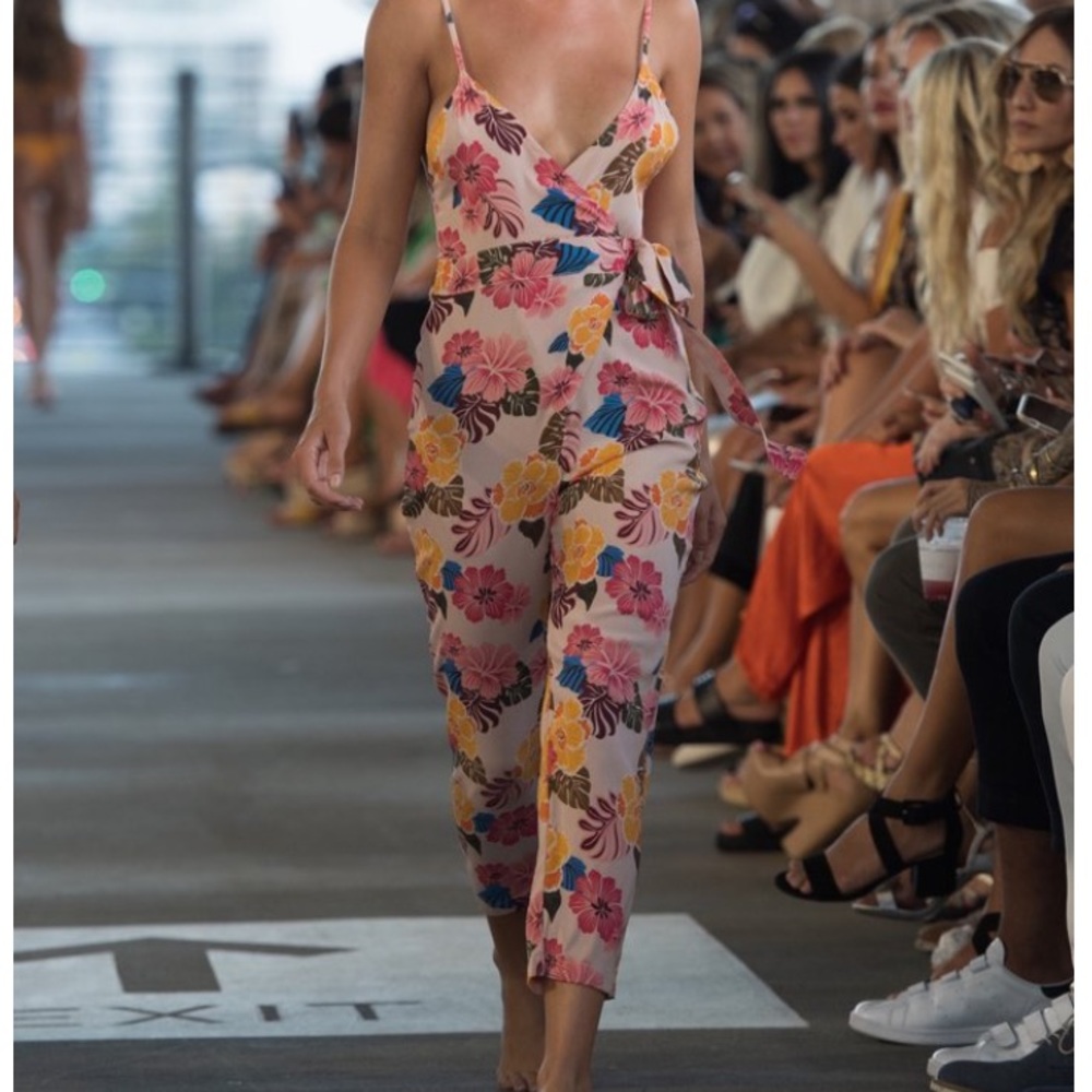 acacia swimwear Brentwood Silk Wrap Jumpsuit Vanilla Small NWT
